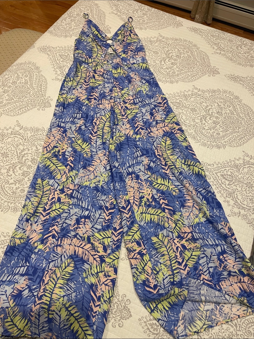 Japna Blue Tropical Print Jumpsuit